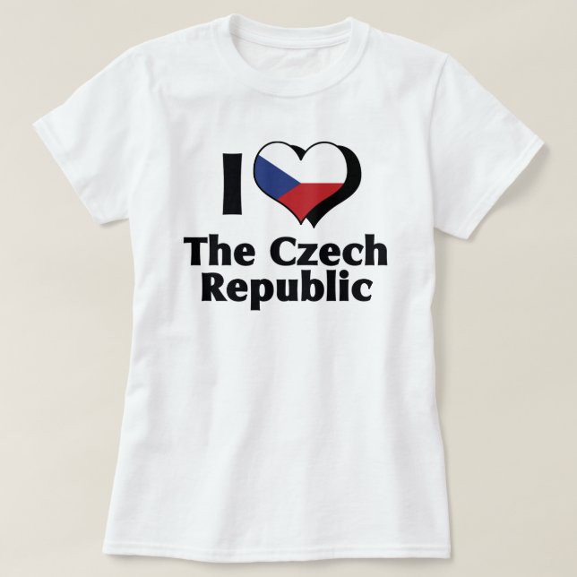 T-shirt J'aime le drapeau de la République tchèque (Design devant)