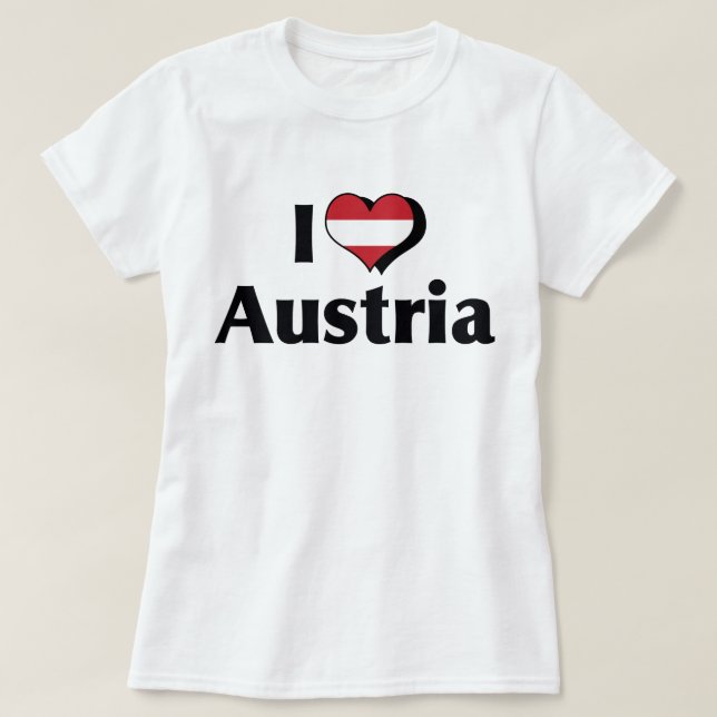 T-shirt J'aime le drapeau de l'Autriche (Design devant)
