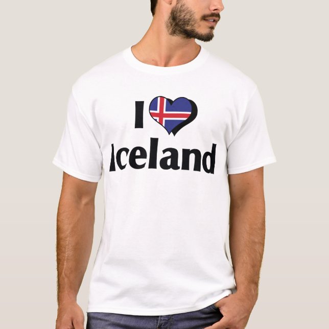 T-shirt J'aime le drapeau de l'Islande (Devant)