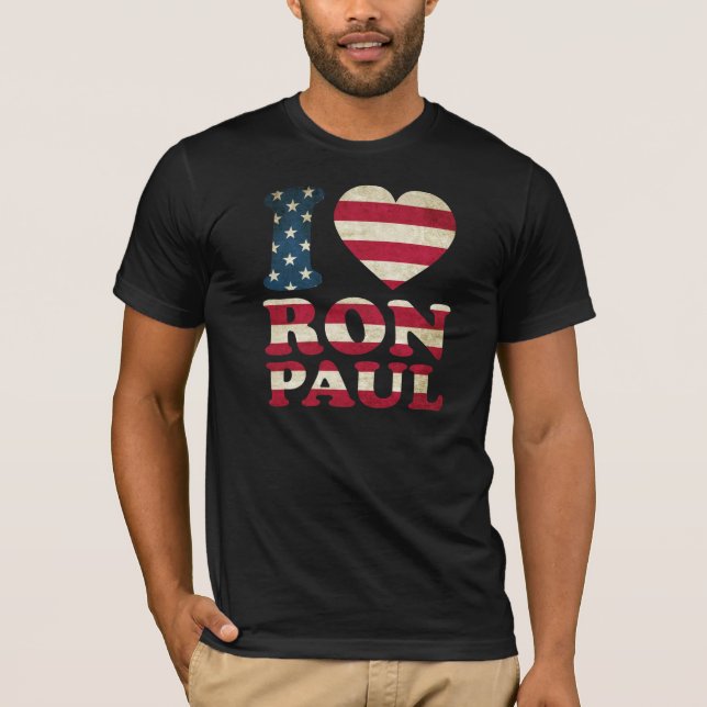 T-shirt J'aime le drapeau de Ron Paul (Devant)