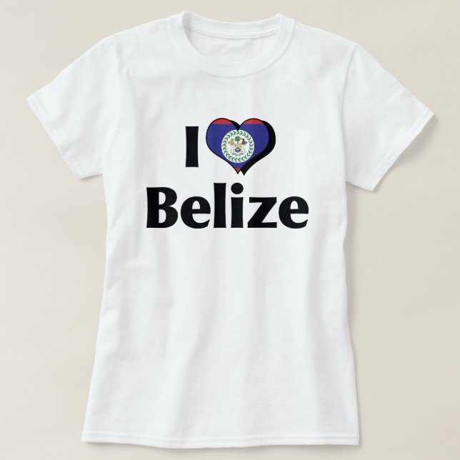 T-shirt J'aime le drapeau du Belize (Design devant)