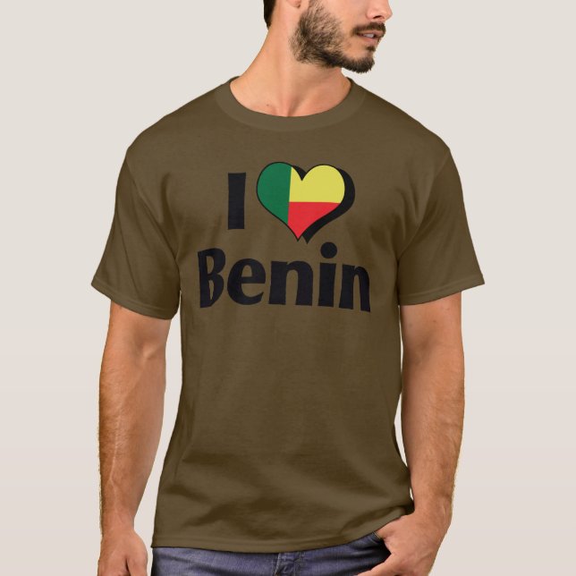 T-shirt J'aime le drapeau du Bénin (Devant)