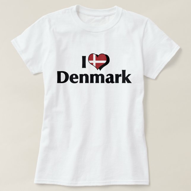 T-shirt J'aime le drapeau du Danemark (Design devant)