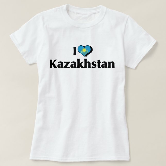 T-shirt J'aime le drapeau du Kazakhstan (Design devant)