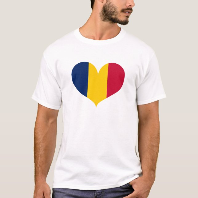 T-shirt J'aime le drapeau du Tchad (Devant)