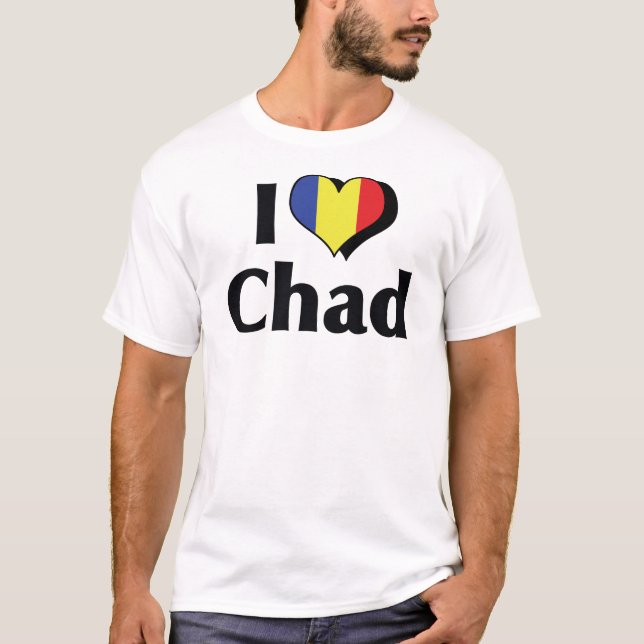 T-shirt J'aime le drapeau du Tchad (Devant)