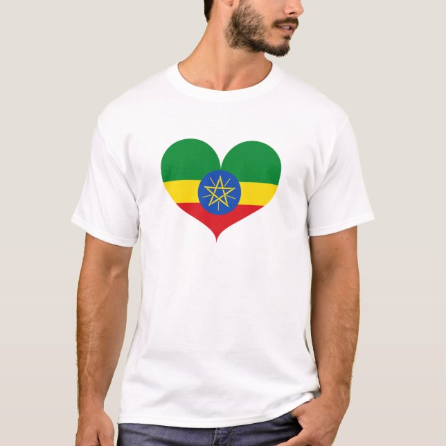 T-shirt J'aime le drapeau éthiopien (Devant)