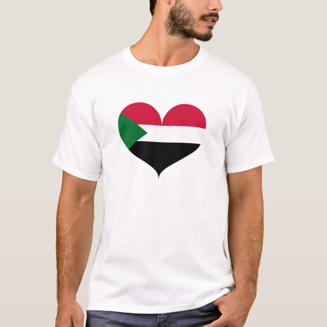T-shirt J'aime le drapeau soudanais (Devant)