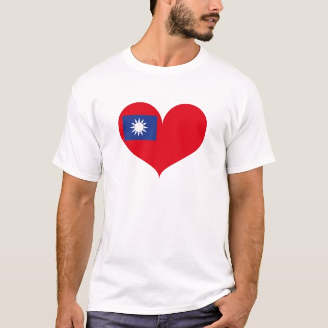 T-shirt J'aime le drapeau taïwanais (Devant)