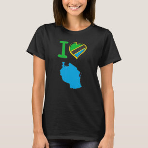 T-shirt J'aime le drapeau tanzanien en forme de h