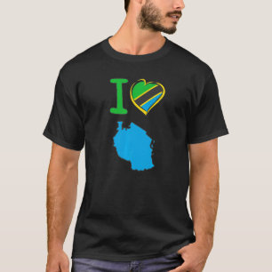 T-shirt J'aime le drapeau tanzanien en forme de h