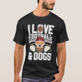 T-shirt J'Aime Le Football Et Les Chiens Cute Chien Chien 