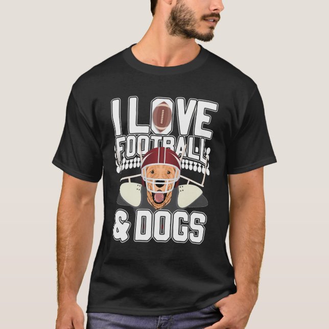 T-shirt J'Aime Le Football Et Les Chiens Cute Chien Chien  (Devant)