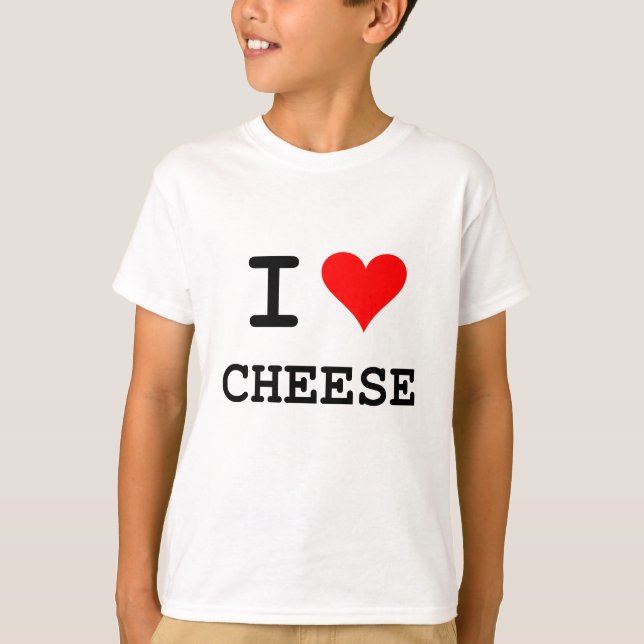 T-shirt J'aime le fromage (le lettrage noir) (Devant)