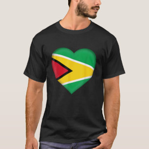 T-shirt J'aime le Guyana Vêtement avec cœur du drapeau gu