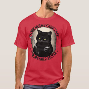 T-SHIRT J'AIME LE HOCKEY ET LES CHATS ET PEUT-ÊTRE 3 PERSO