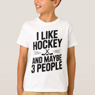 T-shirt J'aime le hockey et peut-être 3 personnes drôle Fa