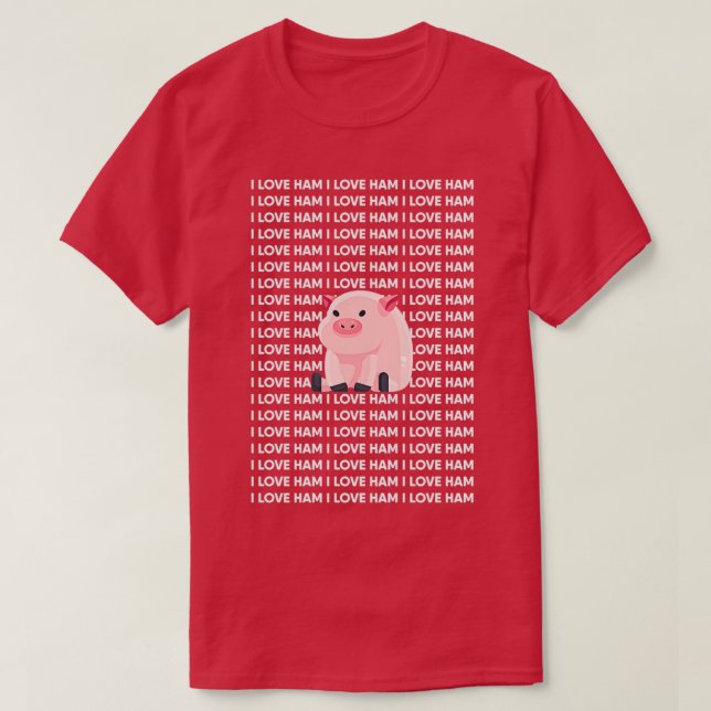 T-shirt J'Aime Le Jambon Drôle Cochon (Design devant)