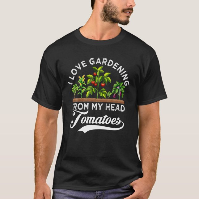 T-shirt J'Aime Le Jardinage De Ma Tête Tomates Drôle (Devant)