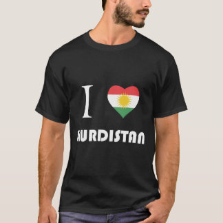 T-shirt J'aime le Kurdistan - texte blanc, noir