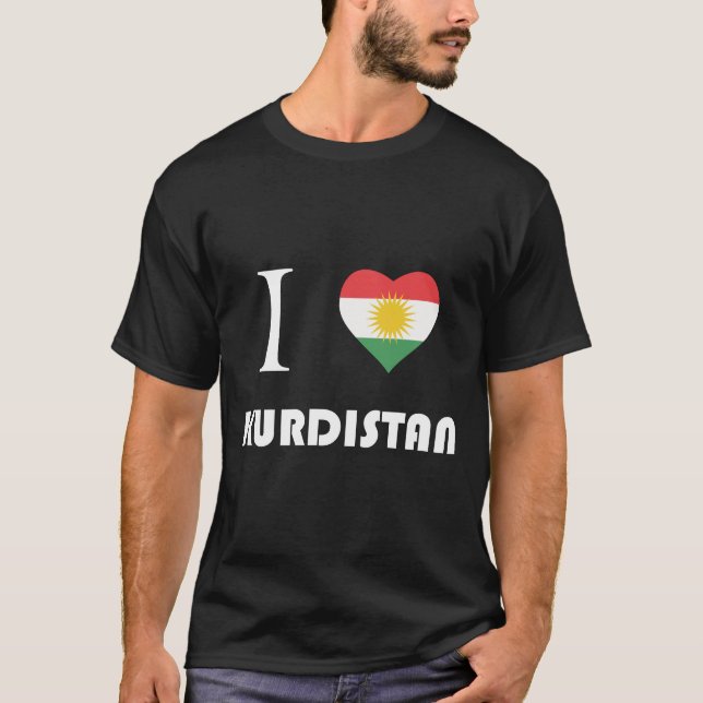 T-shirt J'aime le Kurdistan - texte blanc, noir (Devant)