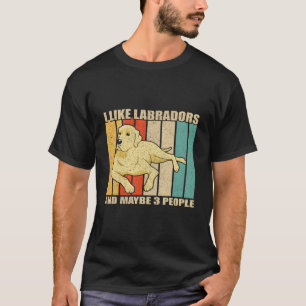 T-shirt J'Aime Le Labrador Jaune Et Peut-Être 3 Personnes