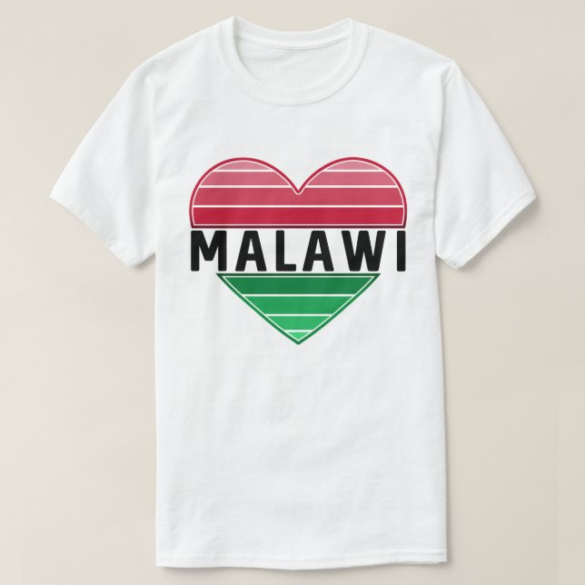 T-shirt J'aime le Malawi, le coeur du Malawi (Design devant)