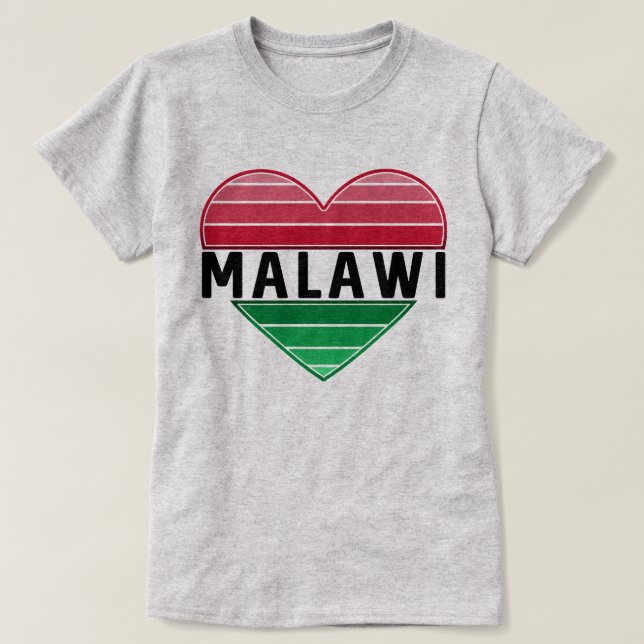 T-shirt J'aime le Malawi, le coeur du Malawi (Design devant)