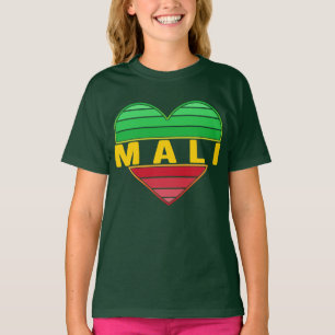 T-shirt J'aime le Mali, coeur malien
