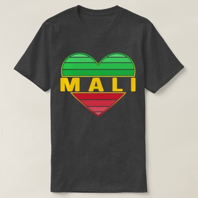 T-shirt J'aime le Mali, coeur malien (Design devant)