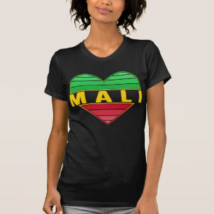 T-shirt J'aime le Mali, coeur malien