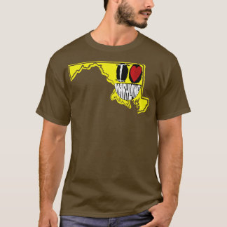 T-shirt J'Aime Le Maryland Sourire Un Visage Heureux
