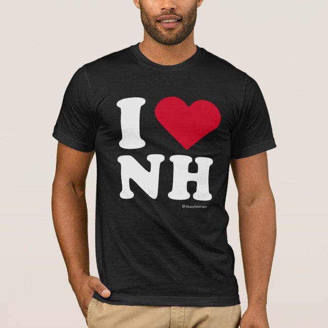 T-SHIRT "J'AIME LE NH" "QUE J'AIME LE NEW HAMPSHIRE " (Devant)