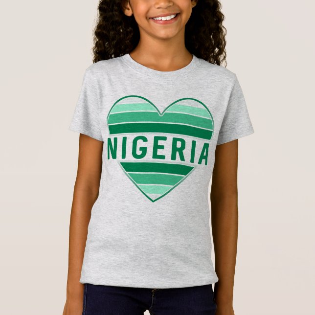 T-Shirt J'aime le Nigeria, le coeur nigérian (Devant)