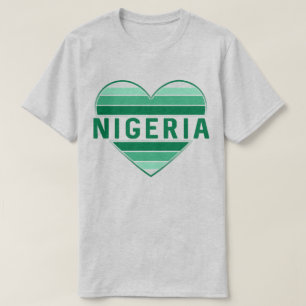 T-shirt J'aime le Nigeria, le coeur nigérian