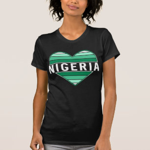 T-shirt J'aime le Nigeria, le coeur nigérian