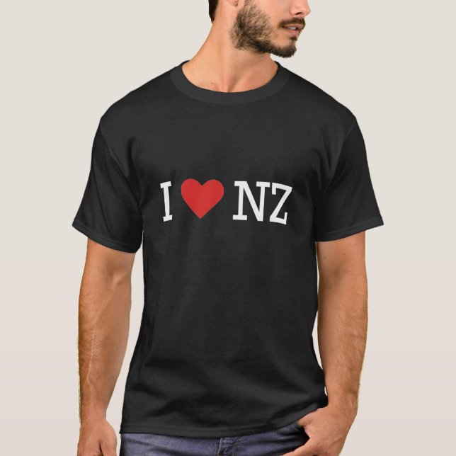 T-shirt J'aime le NZ (pour obscurité t) (Devant)