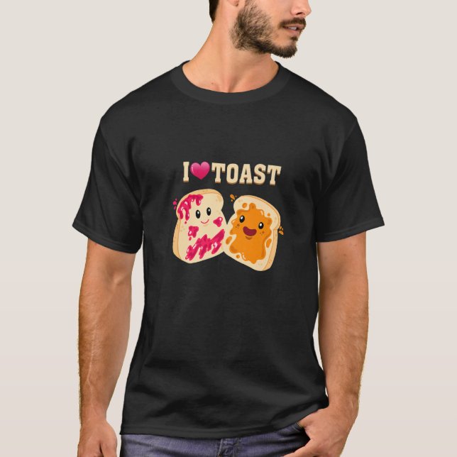 T-shirt J'Aime Le Pain De Toast Manger De La Nourriture Pa (Devant)