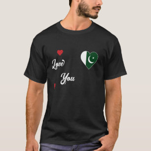 T-shirt J'aime le Pakistan avec un drapeau pakistanais dan