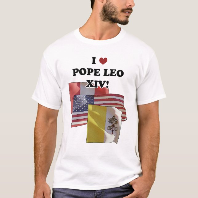 T-shirt J'Aime Le Pape Leo XIV ! (Version II) (Devant)