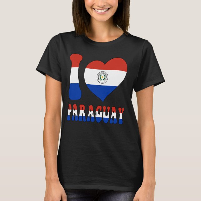 T-shirt J'Aime Le Paraguay Fier D'Être Le Drapeau Cool Par (Devant)