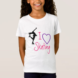 T-Shirt J'aime le patinage artistique - coeur pourpre