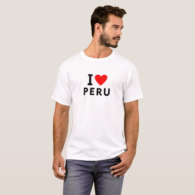 T-shirt J'aime le pays du Pérou comme le tourisme de (Devant entier)