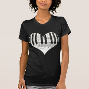 T-shirt J'aime le piano ou le clavier de coeur de musique