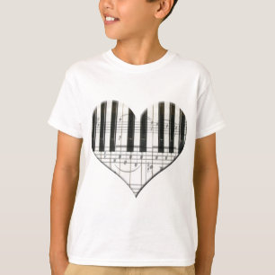 T-shirt J'aime le piano ou le clavier de coeur de musique