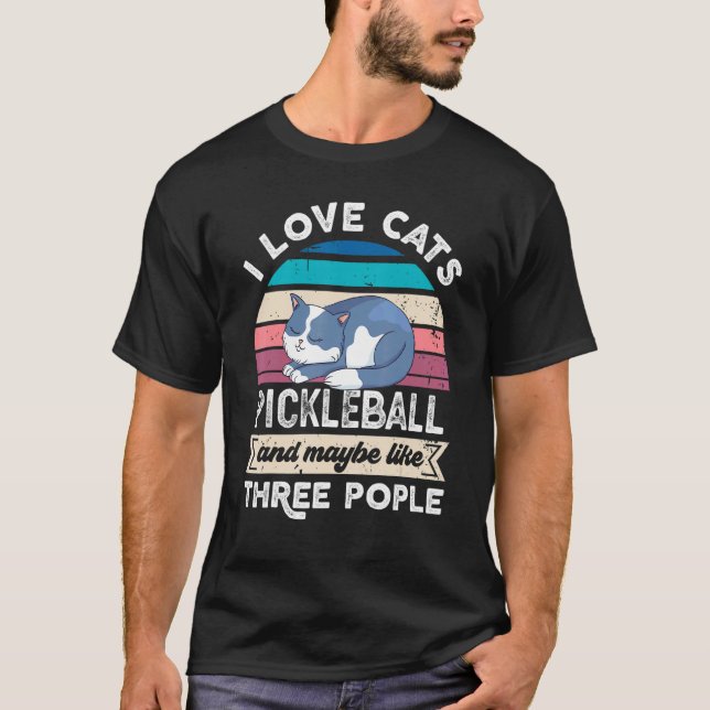 T-shirt J'Aime Le Pickleball Des Chats Et Comme Trois Pers (Devant)