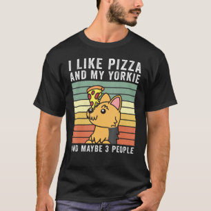 T-shirt J'Aime Le Pizza Yorkshire Terrier Retro Vintage Ch
