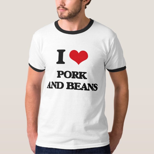 T-shirt J'aime le porc et des haricots (Devant)