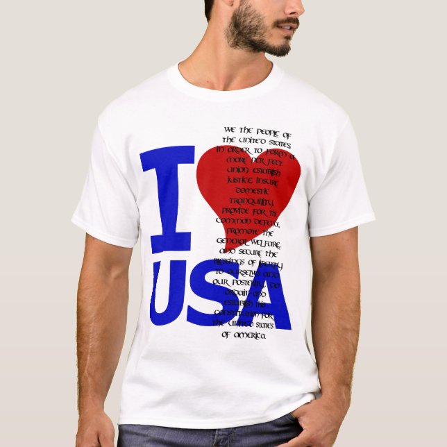 T-SHIRT J'AIME LE PRÉAMBULE DE CONSTITUTION DES ETATS-UNIS (Devant)