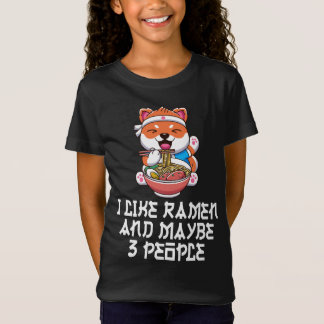 T-Shirt J'aime le ramen et peut-être 3 personnes anime drô
